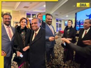 Nita Ambani stuns in glamorous black saree at Donald Trump’s pre-inauguration dinner with Mukesh Ambani